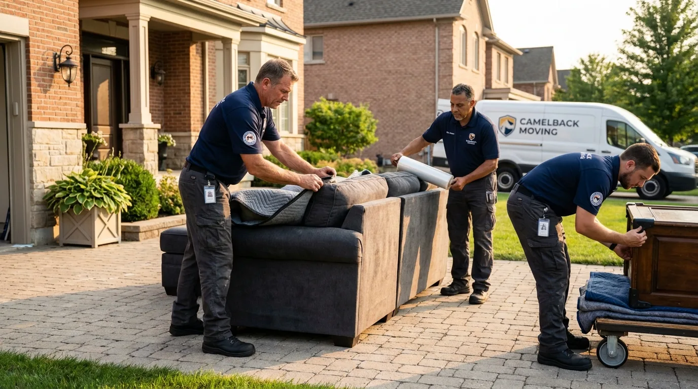 Large estate moving crew wrapping furniture in Punta Gorda, FL